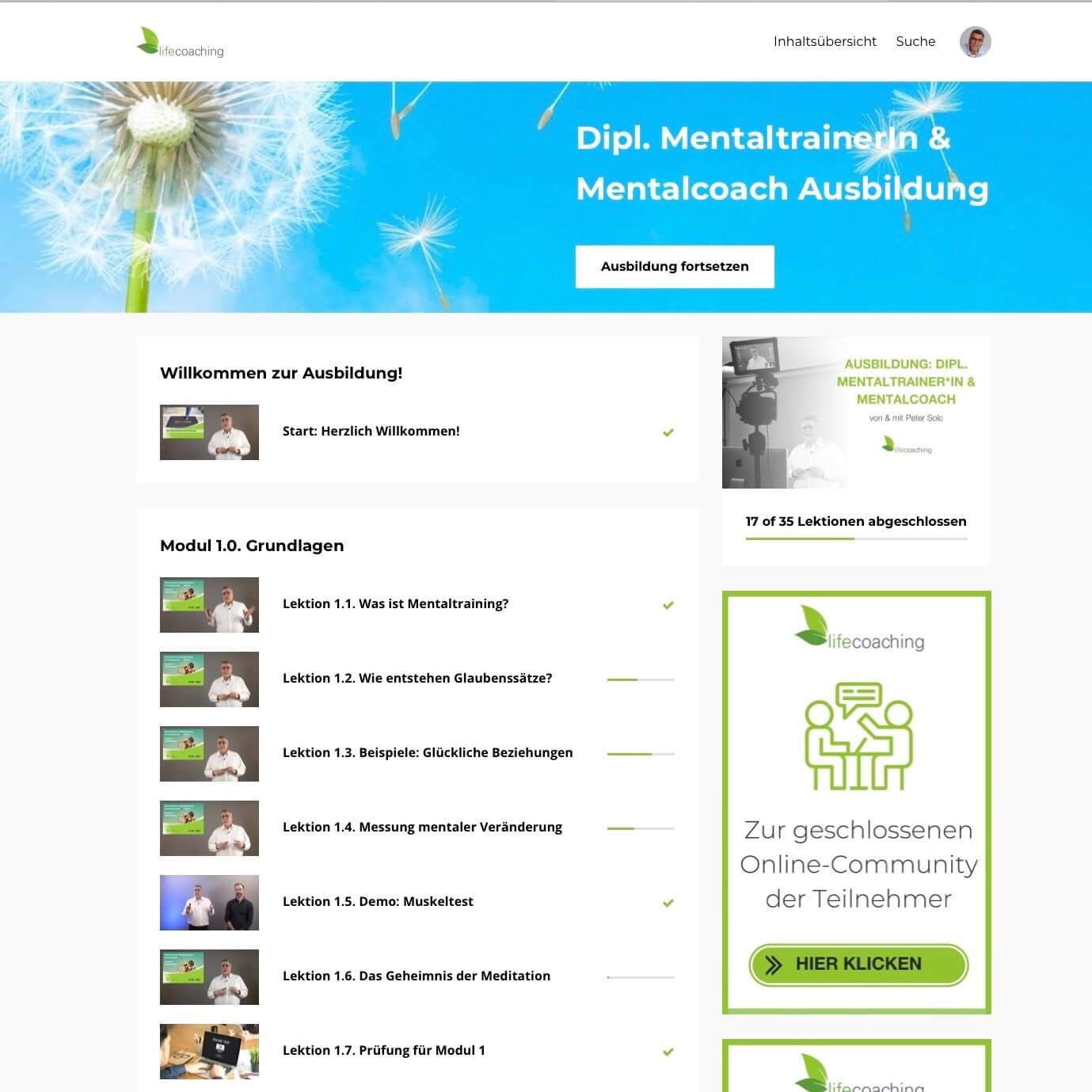 Der Start zur Online-Ausbildung