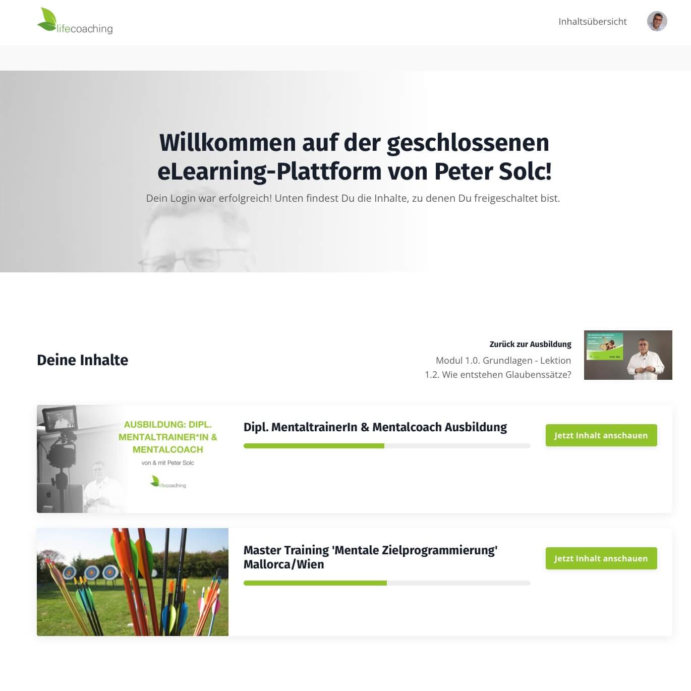 Die Online-Akademie mit 2 Bereichen