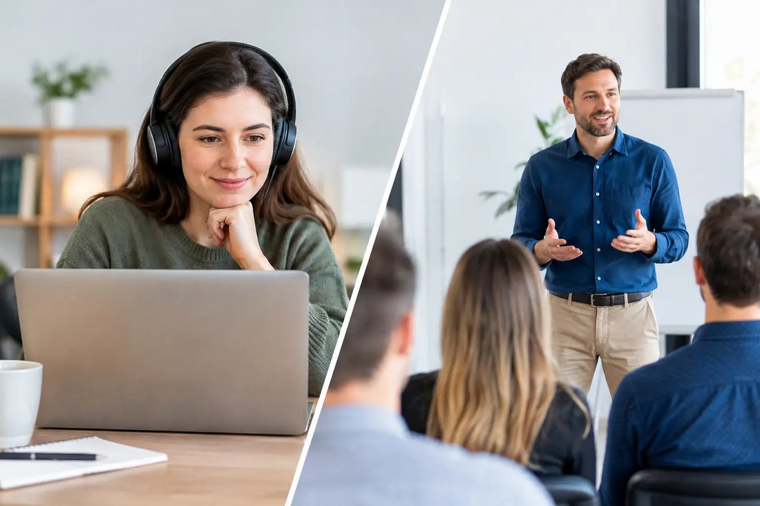 Onlinekurs gegen Präsenzworkshop abwägen