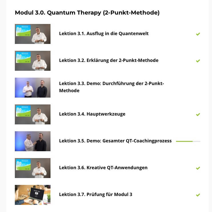 Der Überblick zu Modul 3. "Quantum Therapy" (2-Punkt-Methode)